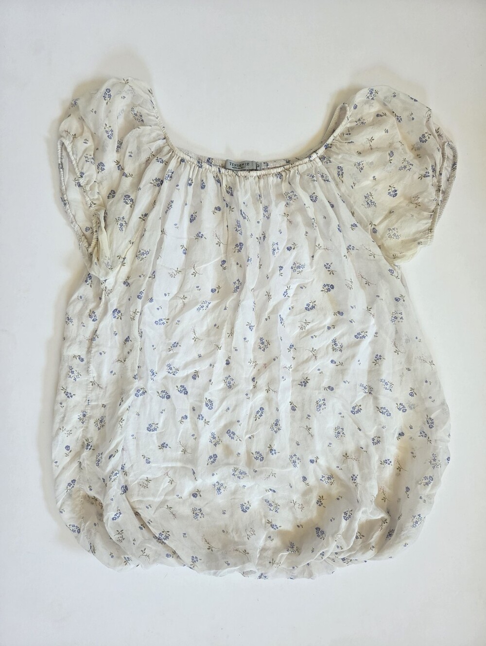 Tendenze 100% silk italien made peasant cottagecore top floral ditsy feminine M